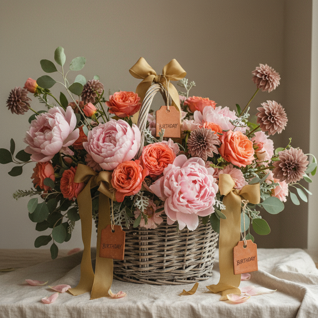 Birthday Baskets - vintage blush floral