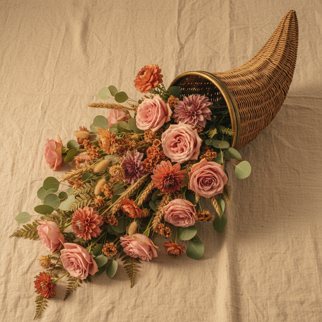 Floral Cornucopias - vintage blush floral