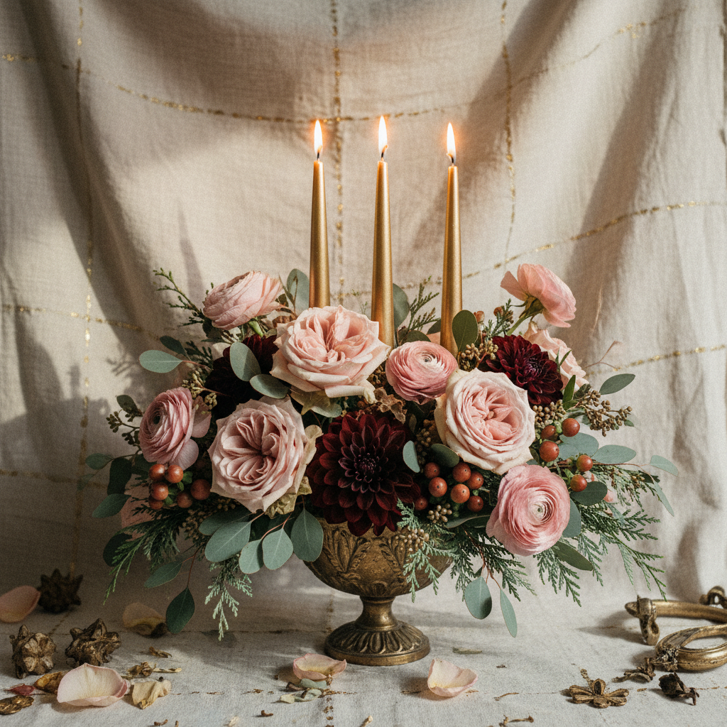 Holiday Centerpieces - vintage blush floral