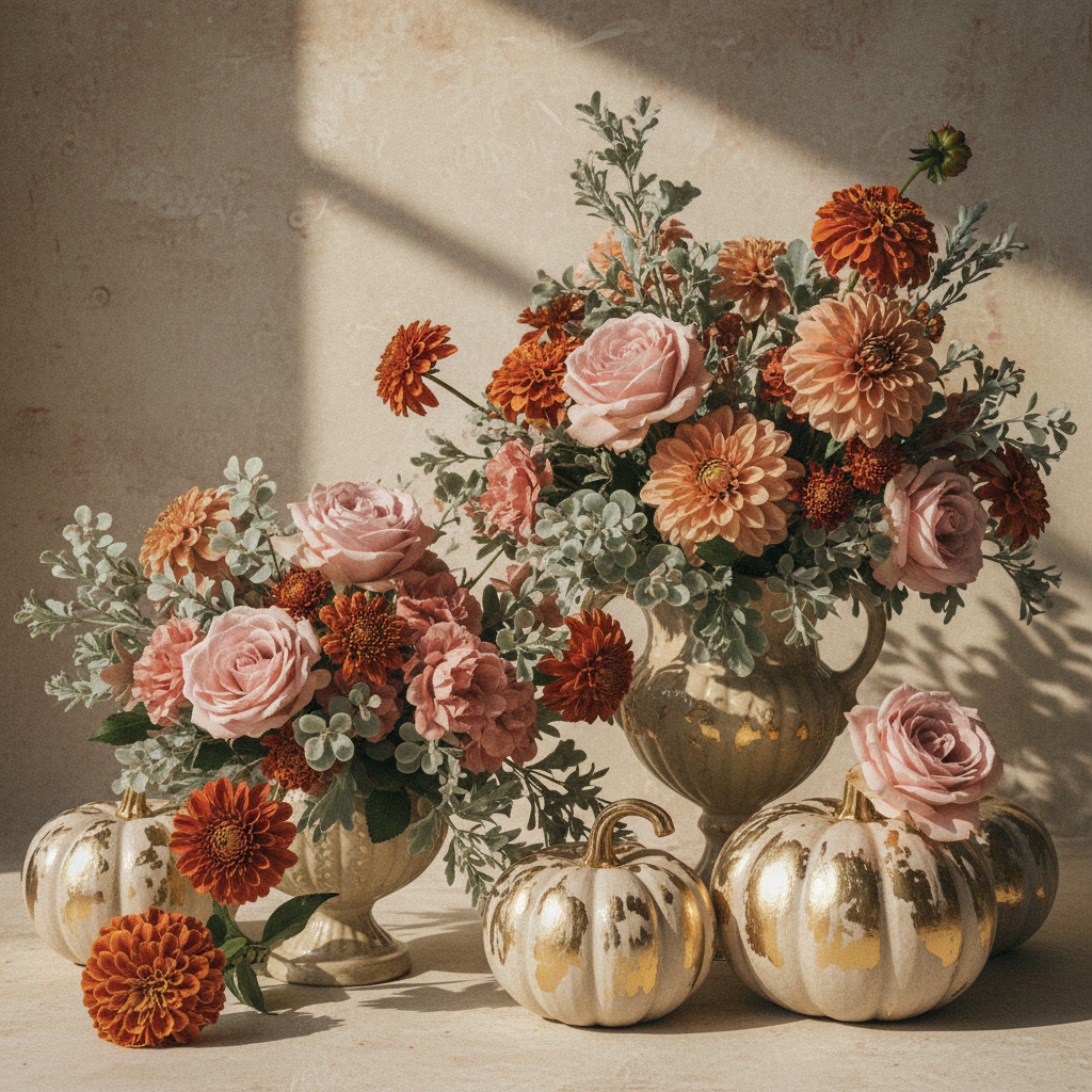 Pumpkin Arrangements - vintage blush floral